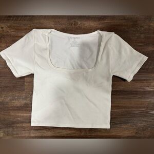 White crop short sleeve top